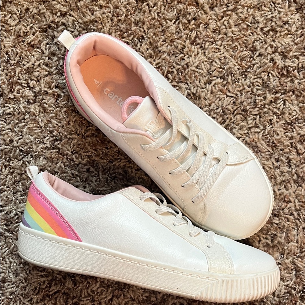 Carter's White Sneakers with Rainbow Accents